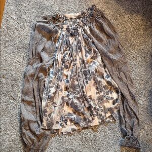 Free People Gray Floral Blouse